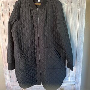 Zella Black Quilted Long Jacket XXL